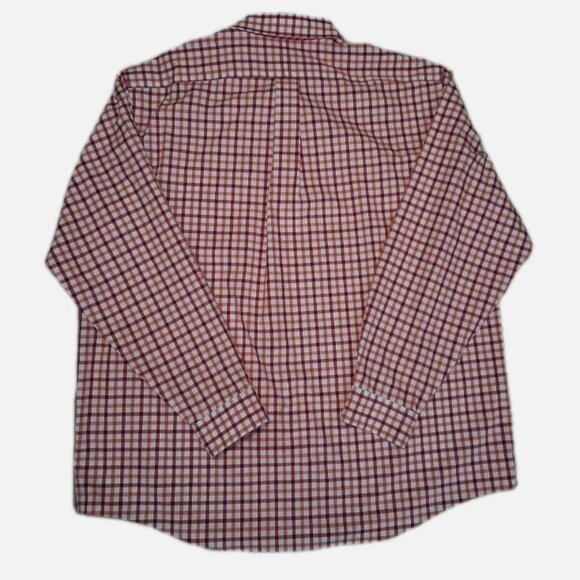 L.L. Bean Men's XL Cotton Red/Orange Check Wrinkle And Stain Resisitant Shirt LS - Picture 2 of 10